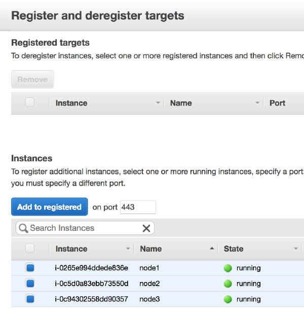 Add targets to target group 443