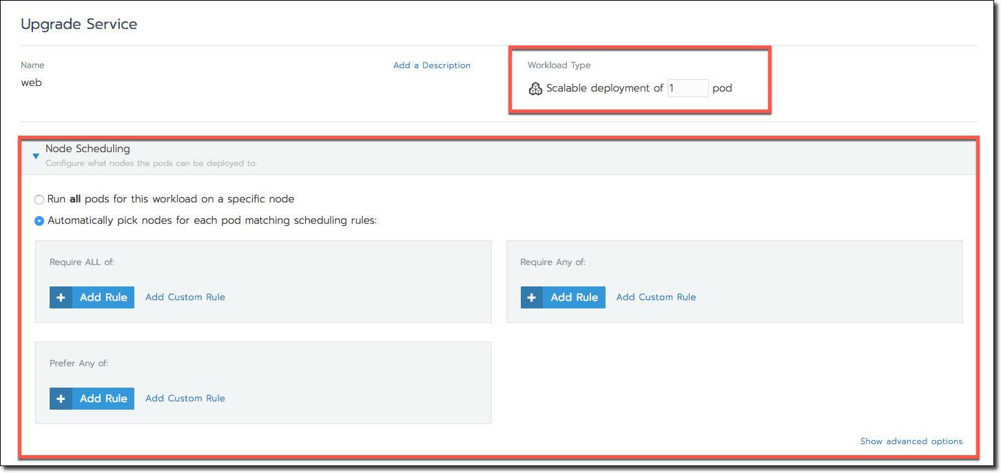 Workload Type and Node Scheduling Sections